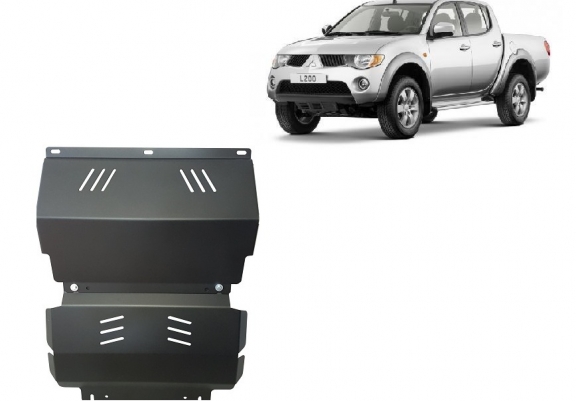 Steel skid plate for the protection of the engine and the radiator for Mitsubishi L 200
