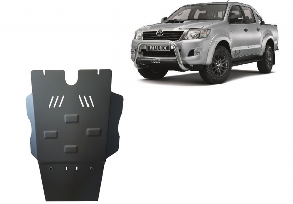 Steel gearbox and particle filter skid plate for Toyota Hilux 