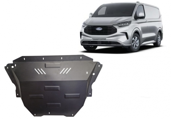 Steel skid plate for the protection of the engine and the gearbox for Ford Transit Custom