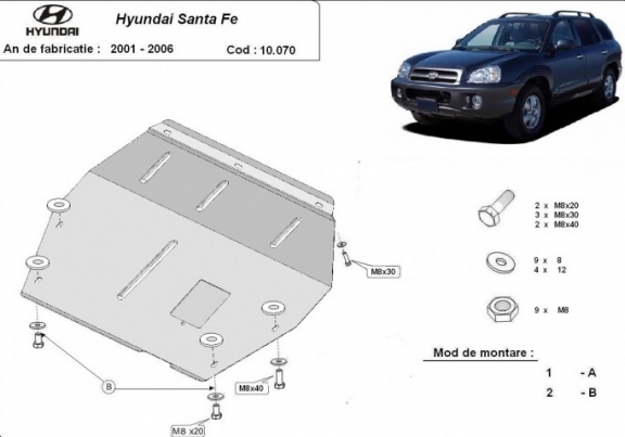 Steel skid plate for Hyundai Santa Fe