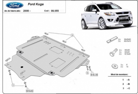Steel skid plate for Ford Kuga