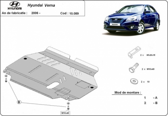 Steel skid plate for Hyundai Verna