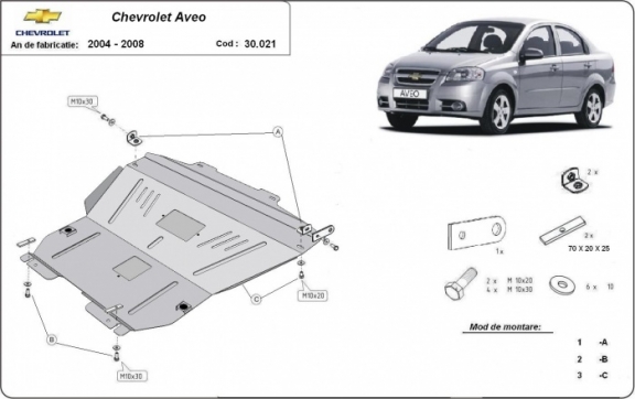 Steel skid plate for Chevrolet Aveo