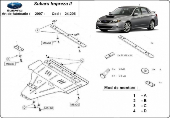 Steel skid plate for Subaru Impreza petrol