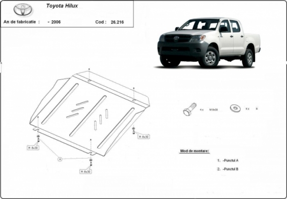 Steel skid plate for Toyota Hilux