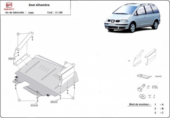 Steel skid plate for Seat Alhambra