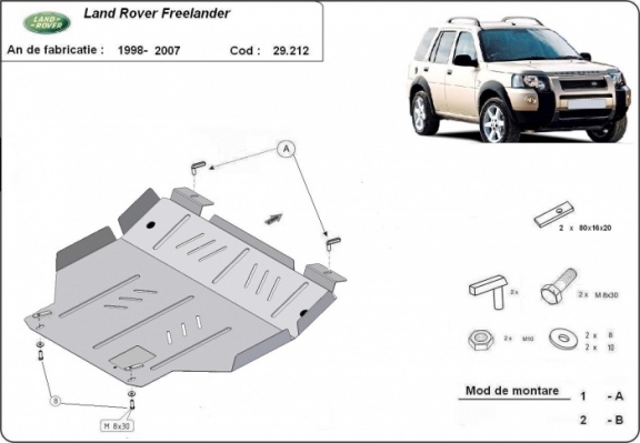 Steel skid plate for Land Rover Freelander 1