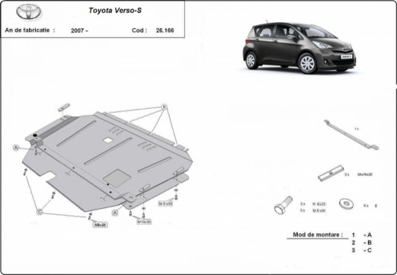 Steel skid plate for Toyota Verso