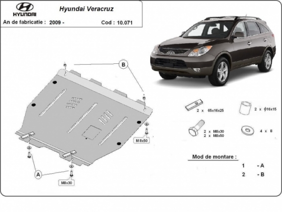 Steel skid plate for Hyundai Veracruz