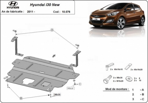 Steel skid plate for Hyundai i30