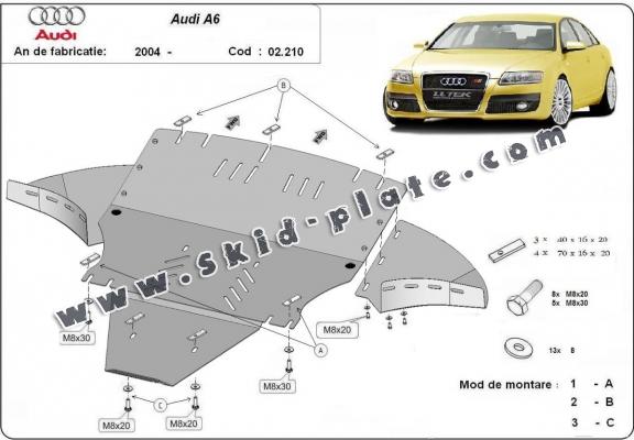 Steel skid plate for Audi A6 avec laterale