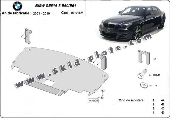 Steel skid plate for BMW Seria 5 E60/E61 pare-choc normale M