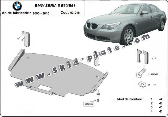 Steel skid plate for BMW Seria 5 E60/E61 pare-choc normale