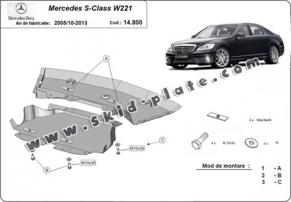 Steel skid plate for Mercedes S-Classe W221
