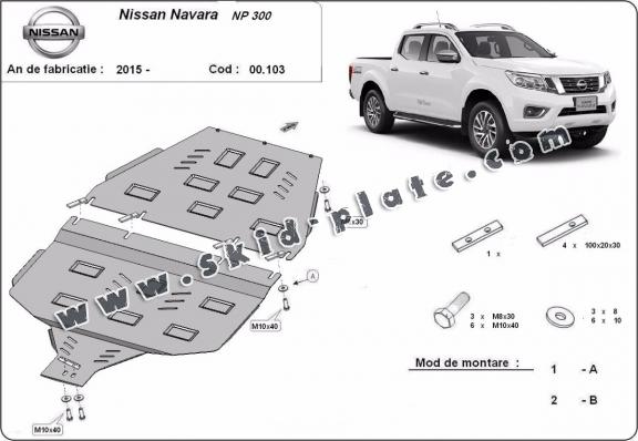 Steel gearbox skid plate for Nissan Navara NP300