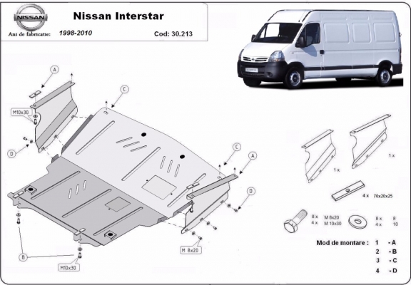 Steel skid plate for Nissan Interstar