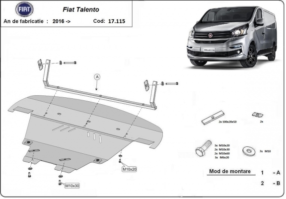 Steel skid plate for Fiat Talento
