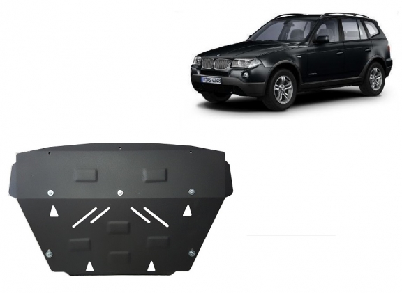 Steel radiator skid plate for BMW X3 E83