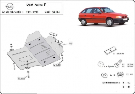 Steel skid plate for Opel Astra F