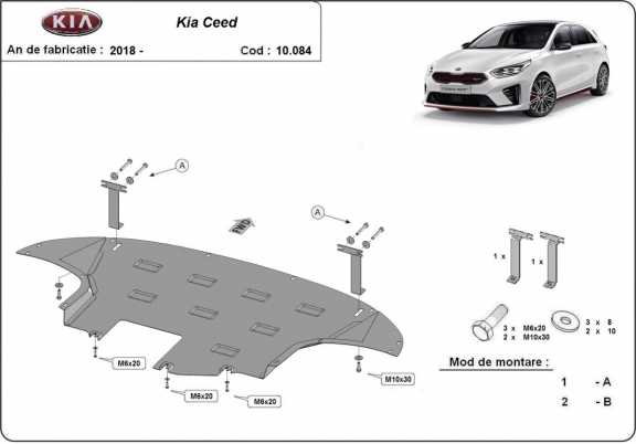 Steel skid plate for Kia Ceed 