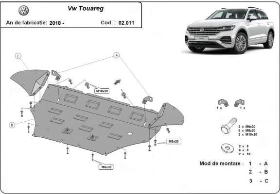 Steel skid plate for Volkswagen Touareg