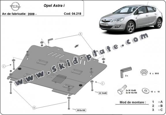 Steel skid plate for Opel Astra I