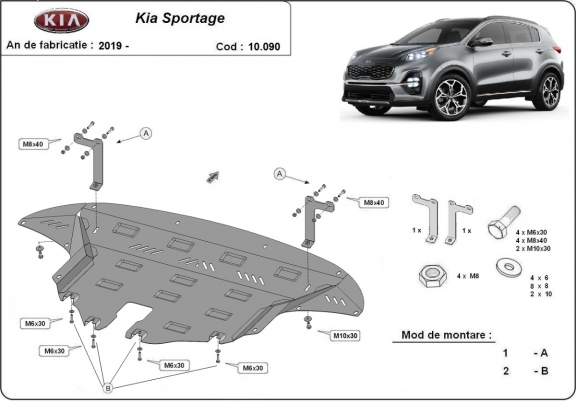 Steel skid plate for Kia Sportage