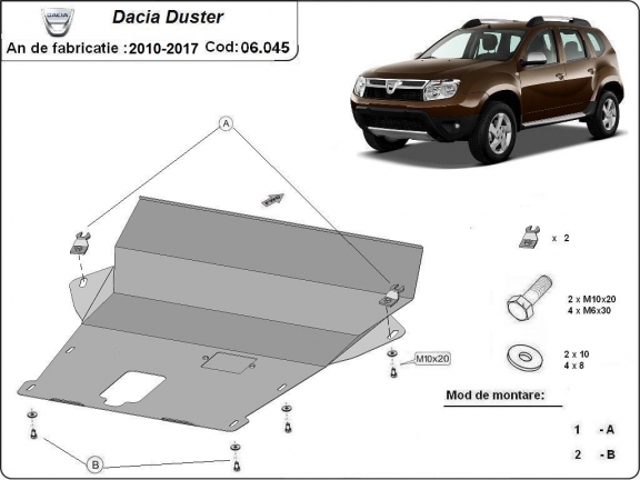 Steel skid plate for Dacia Duster - 2,5 mm