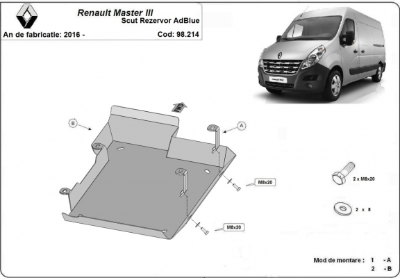 Steel AdBlu tank guard for  Renault Master 3 - Model 2