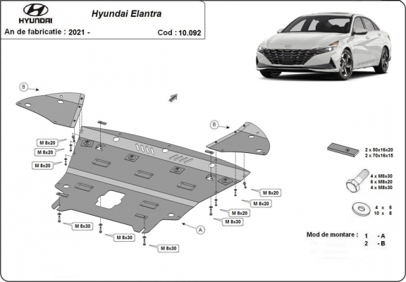 Steel skid plate for  Hyundai Elantra
