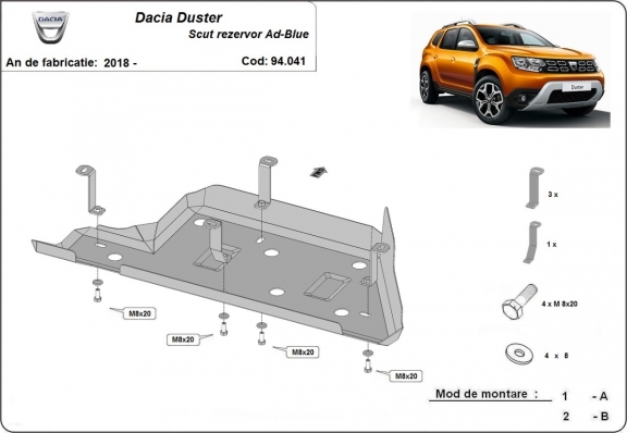 Steel AdBlue tank plate Dacia Duster