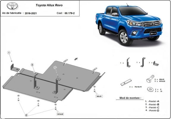 Steel differential skid plate for Toyota Hilux Revo