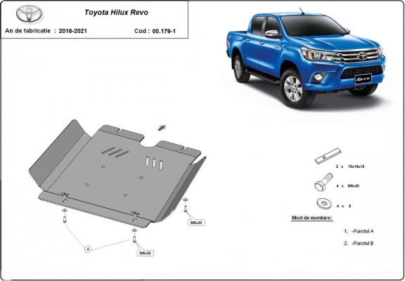 Aluminum gearbox skid plate for Toyota Hilux Revo