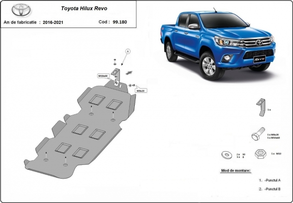 Steel fuel tank skid plate  for Toyota Hilux Revo