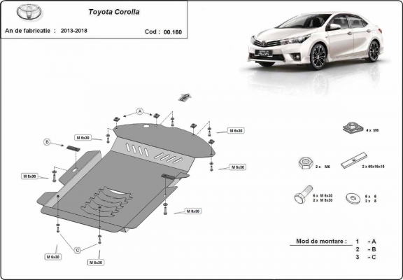 Steel catalytic converter plate/cat lock for  Toyota Corolla