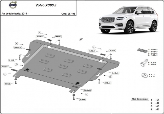 Steel skid plate for Volvo XC90