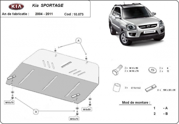 Steel skid plate for Kia Sportage