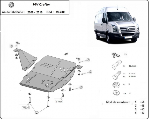Steel skid plate for Volkswagen Crafter