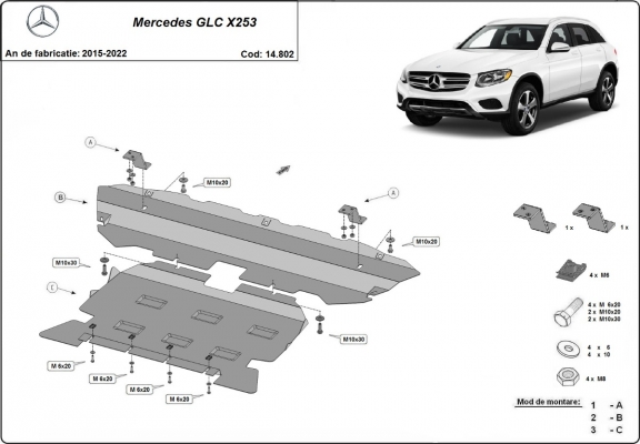 Steel skid plate for Mercedes GLC X253