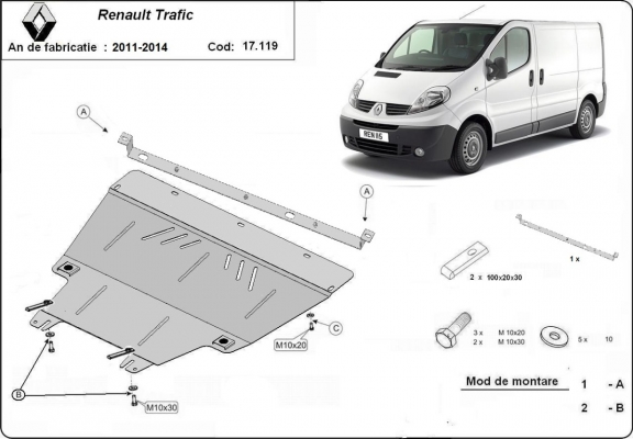 Steel skid plate for Renault Trafic 2 (2011-2014)