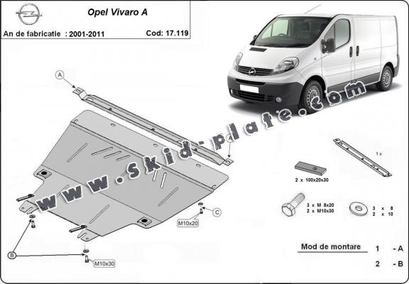 Steel skid plate for Opel Vivaro A 