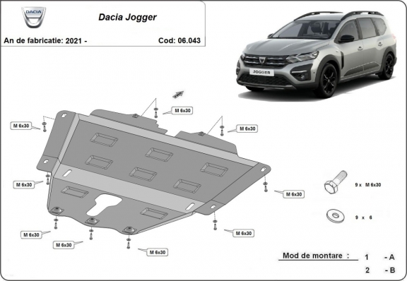 Steel skid plate for Dacia Jogger