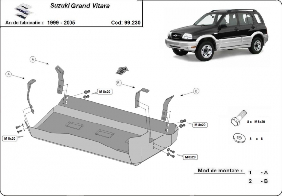 Steel fuel tank skid plate  for Suzuki Grand Vitara