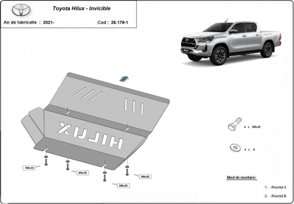 Aluminum radiator skid plate for Toyota Hilux Invincible
