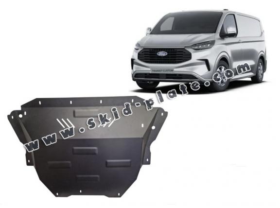 Steel skid plate for the protection of the engine and the gearbox for Ford Transit Custom