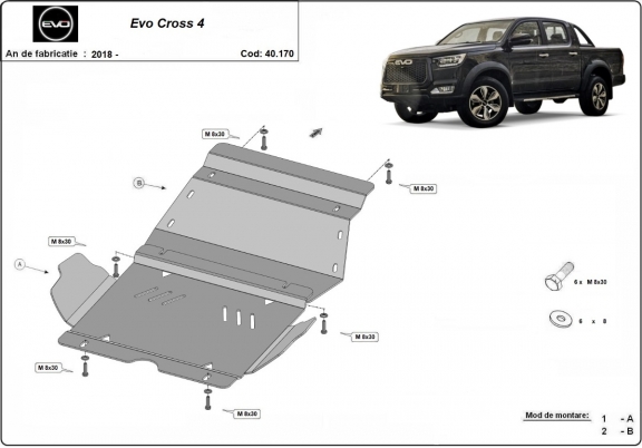 Steel skid plate for Evo Cross 4
