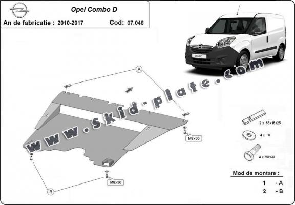 Steel skid plate for Opel Combo D 