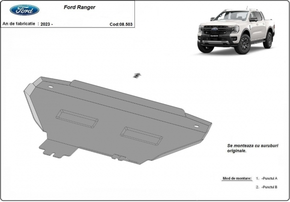 Steel radiator skid plate for Ford Ranger