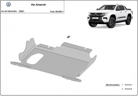 Steel skid plate for Volkswagen Amarok 2 