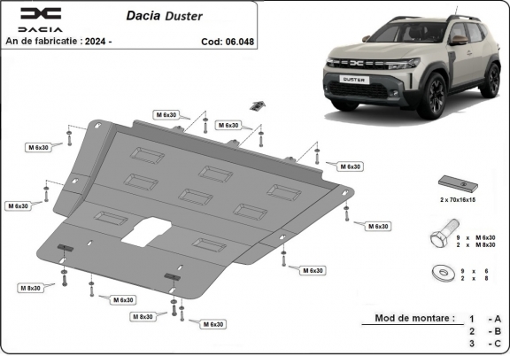 Steel skid plate for Dacia Duster - 4x2 , 4x4 + 4x4